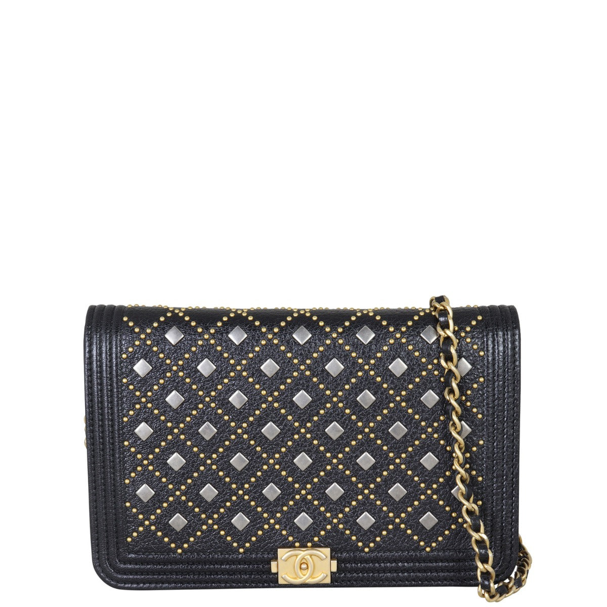 Chanel Boy Wallet on Chain | Black Grained Calfskin