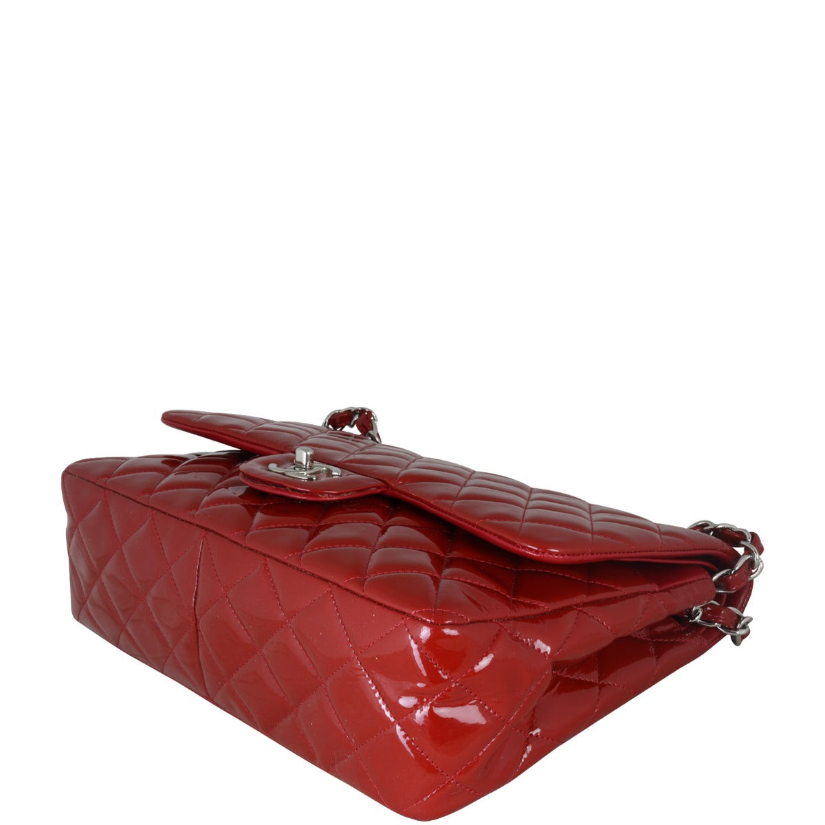 Chanel Classic Double Flap Jumbo Patent | Red Silver Hardware