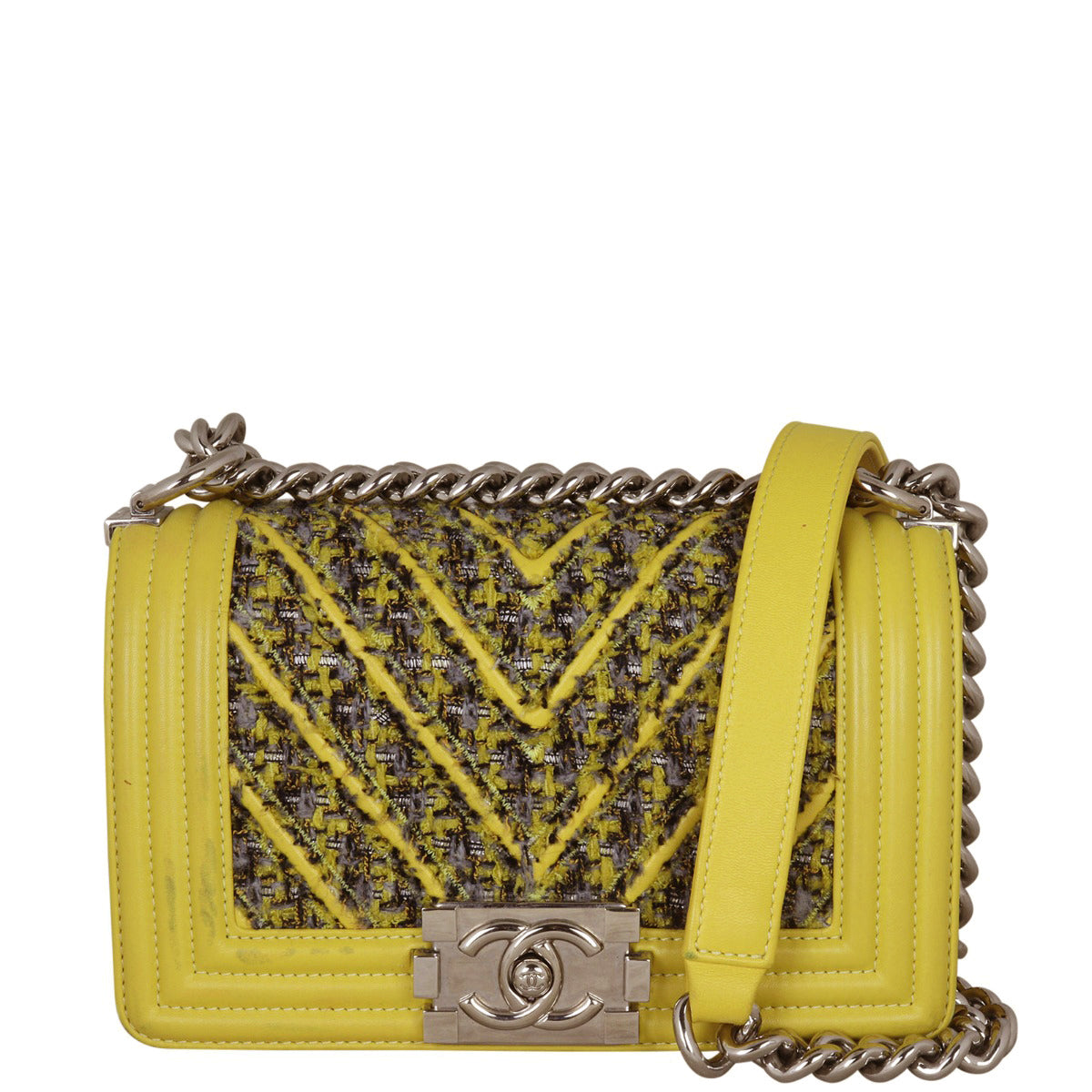 Chanel Boy Small Chevron Tweed