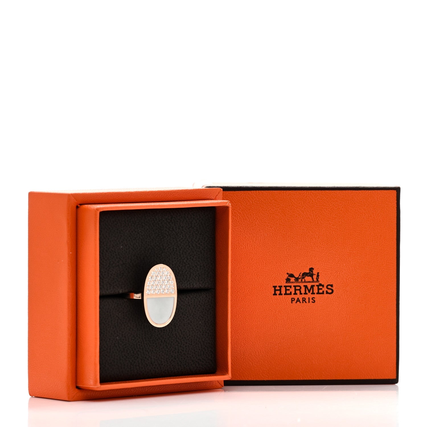 18K Rose Gold Ceramic Diamond MM Chaine d'Ancre Verso Ring  55 7.25