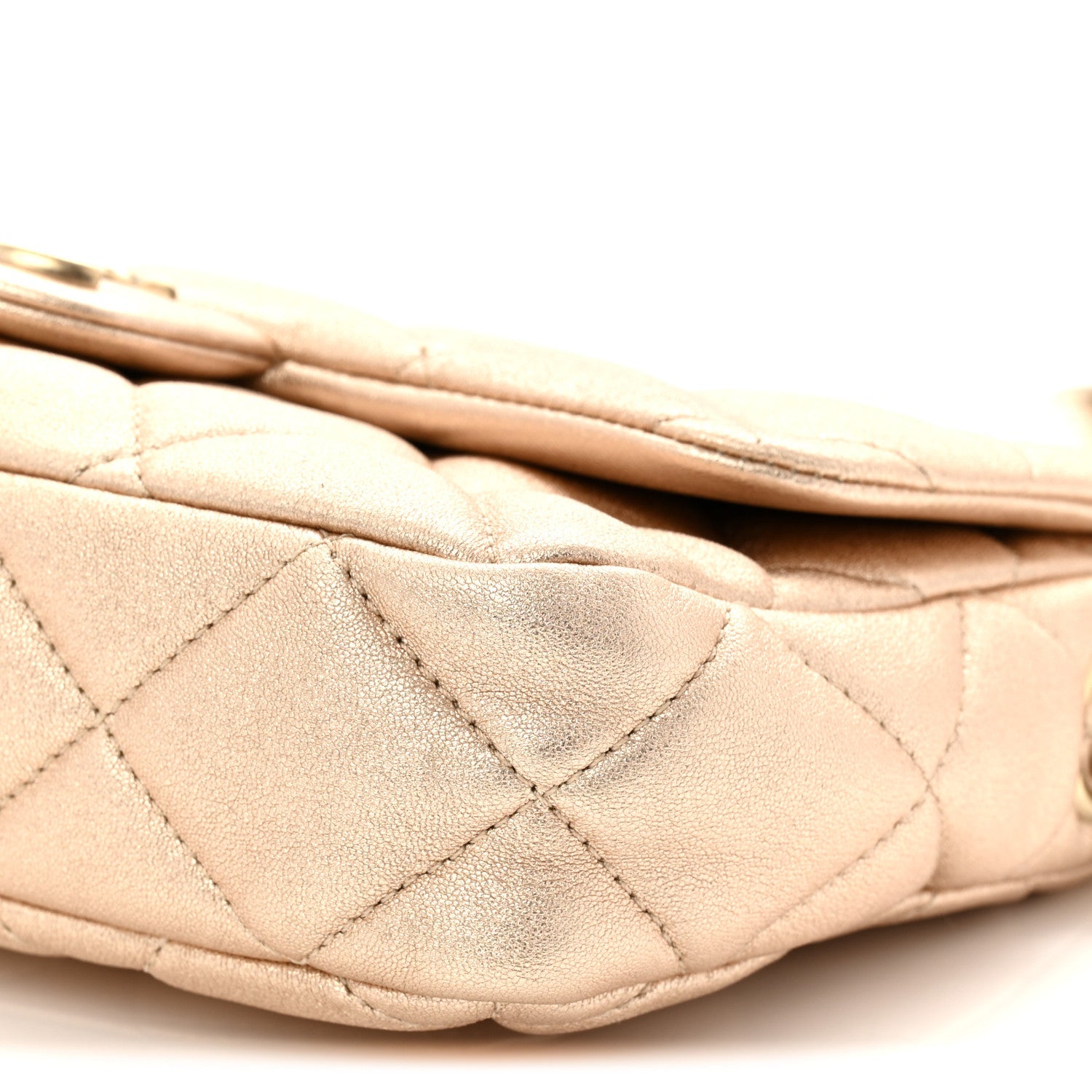 Metallic Lambskin Quilted Small CC Funky Town Chain Flap Gold