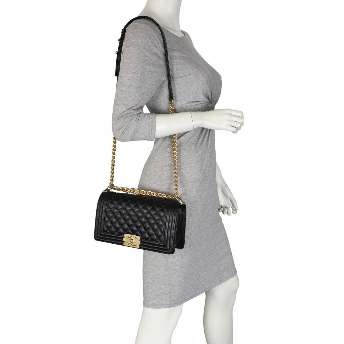 Chanel Boy Old Medium | Black 28 Series