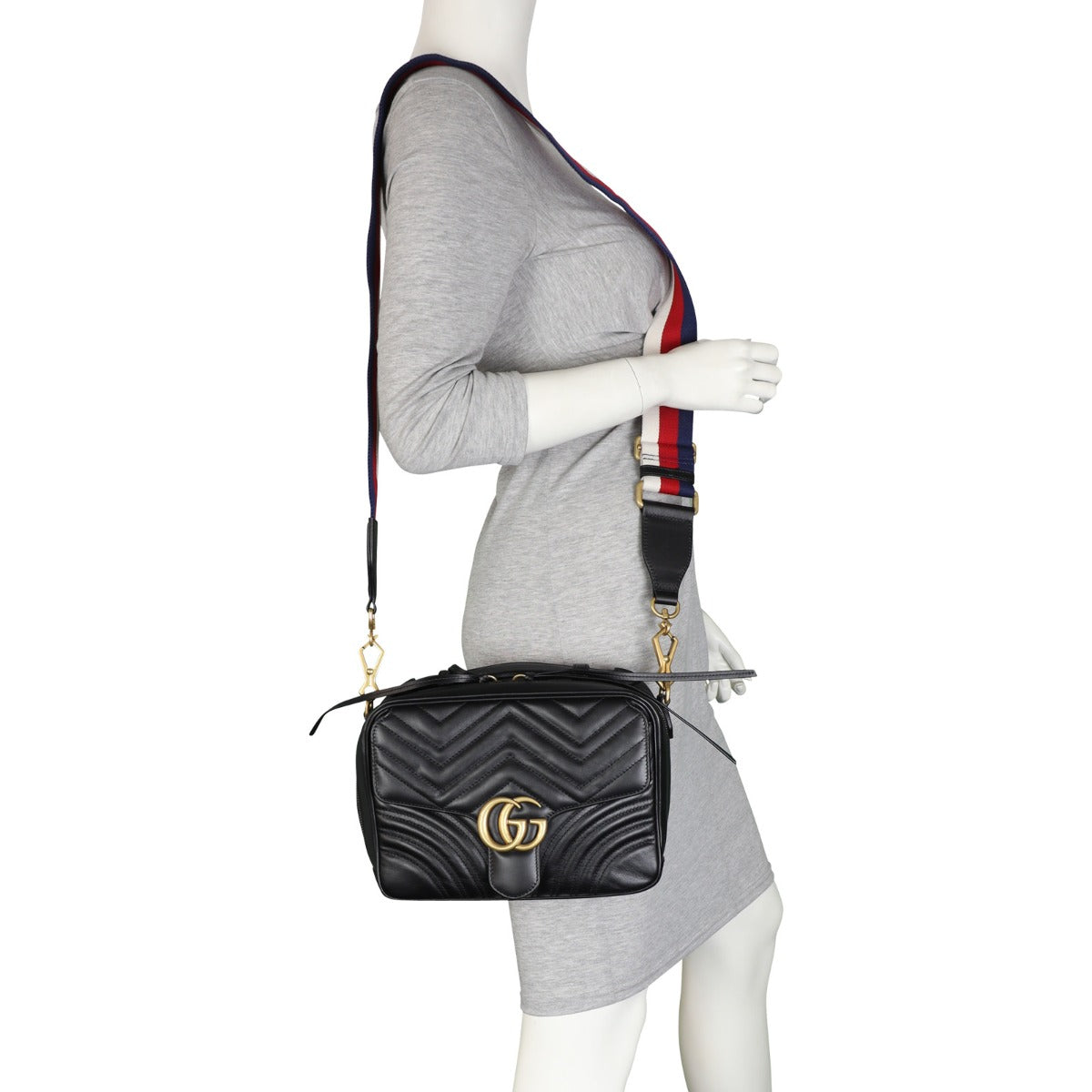 Gucci GG Marmont Zip Around Top Handle Camera Bag Small
