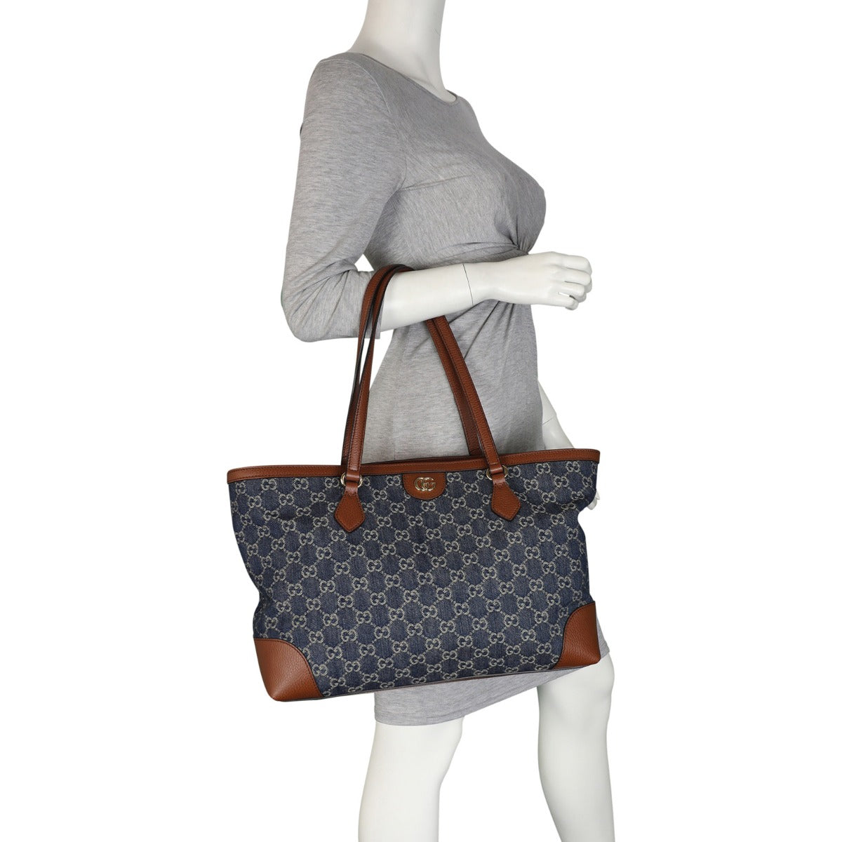 Gucci GG Denim Ophidia Tote Medium