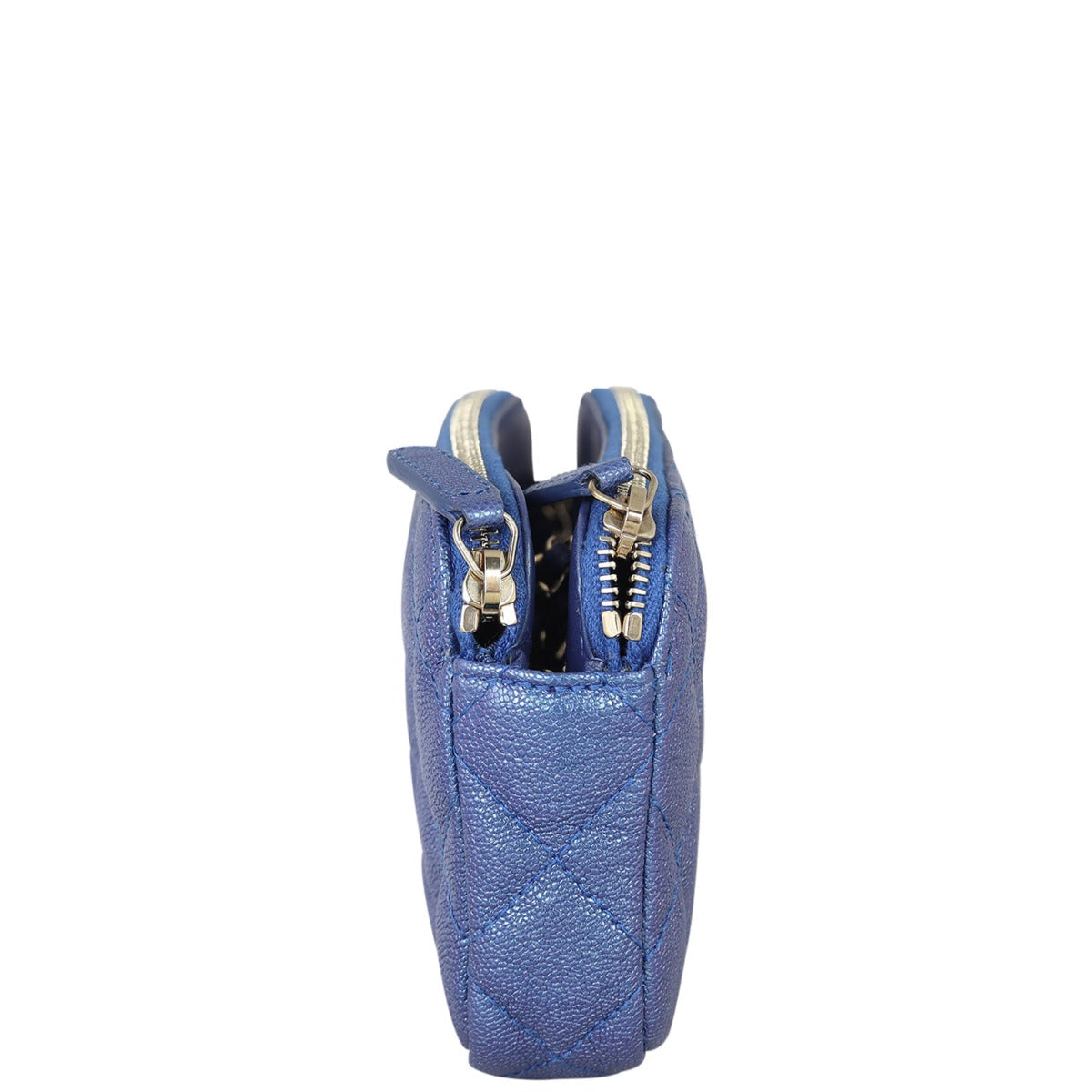 Chanel CC Double Zip Clutch with Chain | Blue