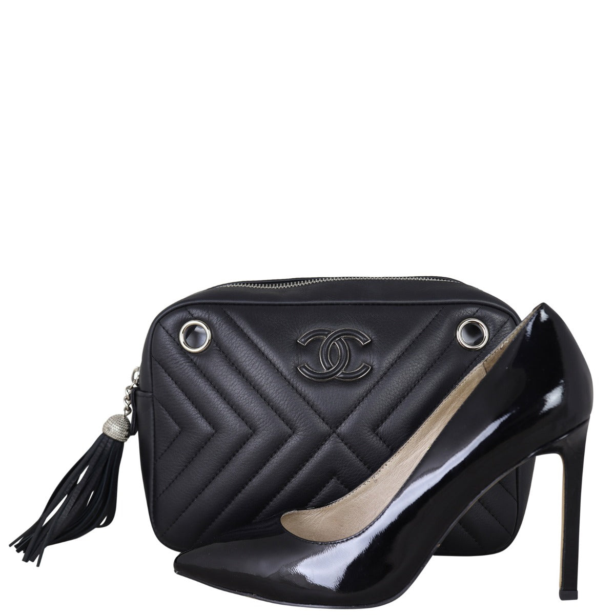 Chanel Diagonal Chevron Camera Bag