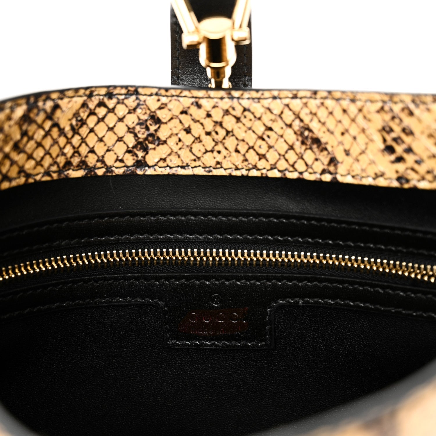 Snakeskin Calfskin Small Jackie 1961 Hobo Beige Black