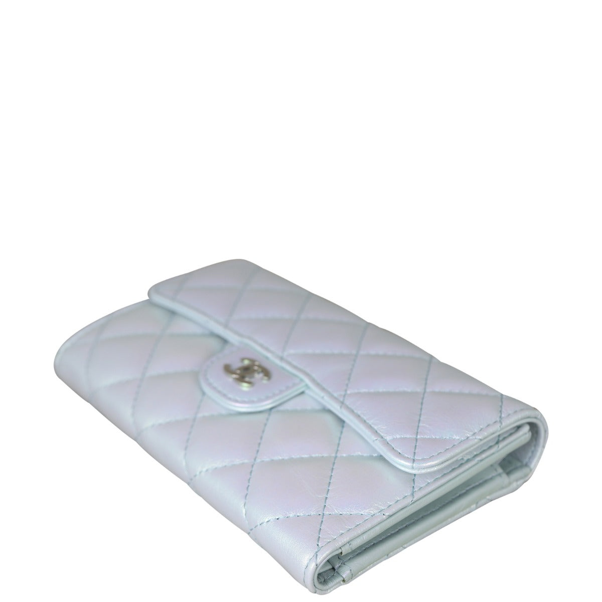 Chanel Classic Flap Wallet | White Metal