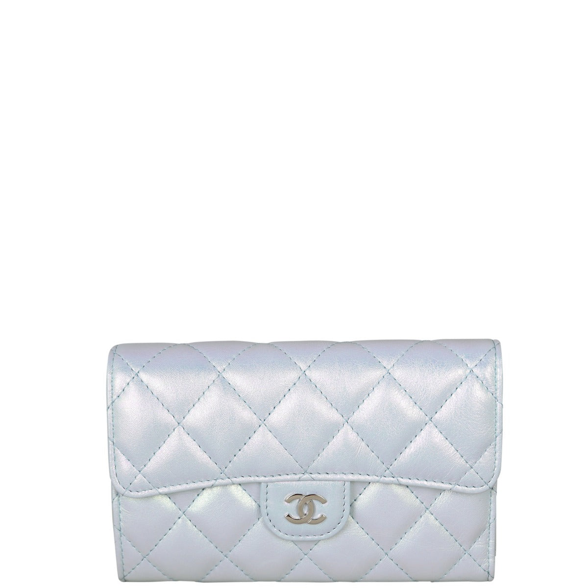 Chanel Classic Flap Wallet | White Metal