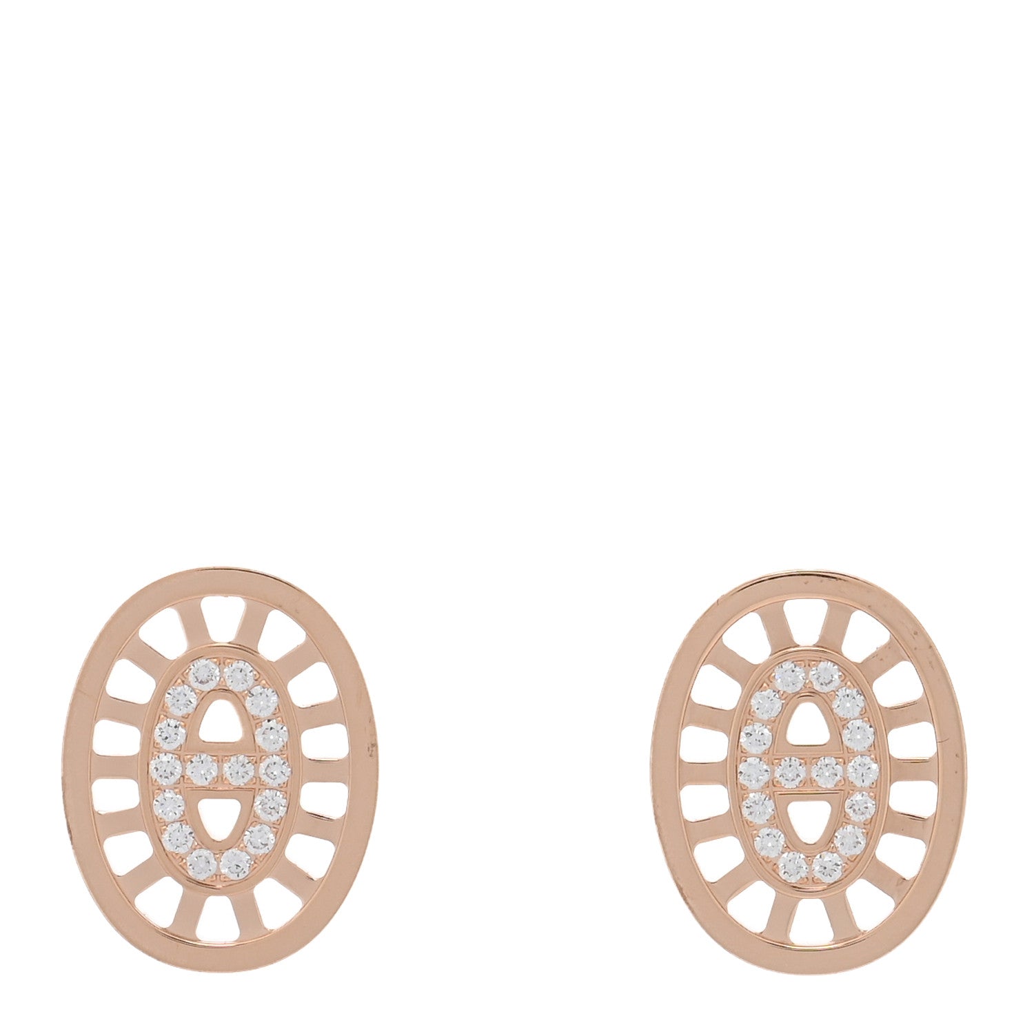 18K Rose Gold Diamond Chaine d'Ancre Divine Stud Earrings
