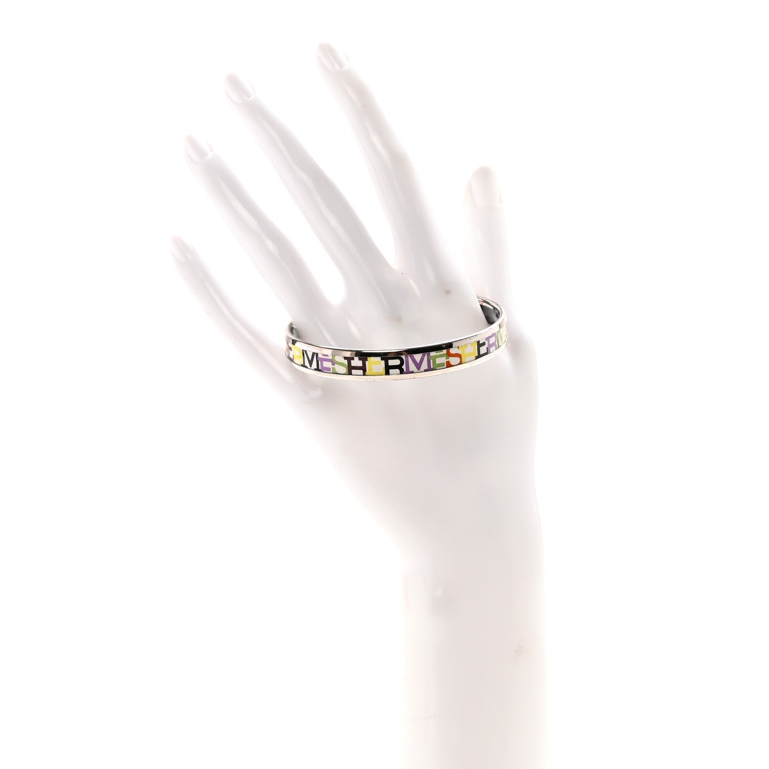 Enamel Printed Narrow Capitales Bracelet 65 White Multicolor