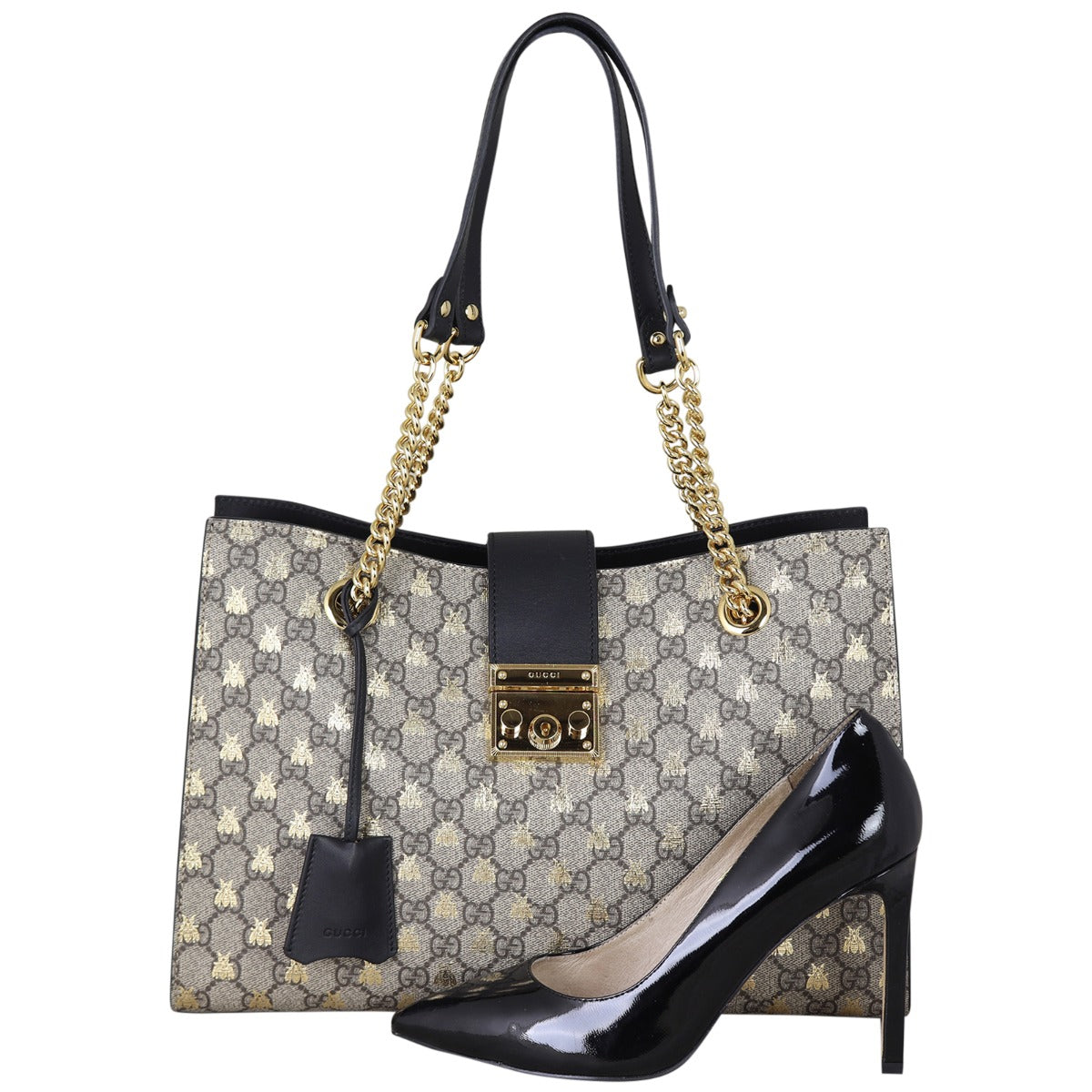 Gucci GG Supreme Bees Medium Padlock Tote