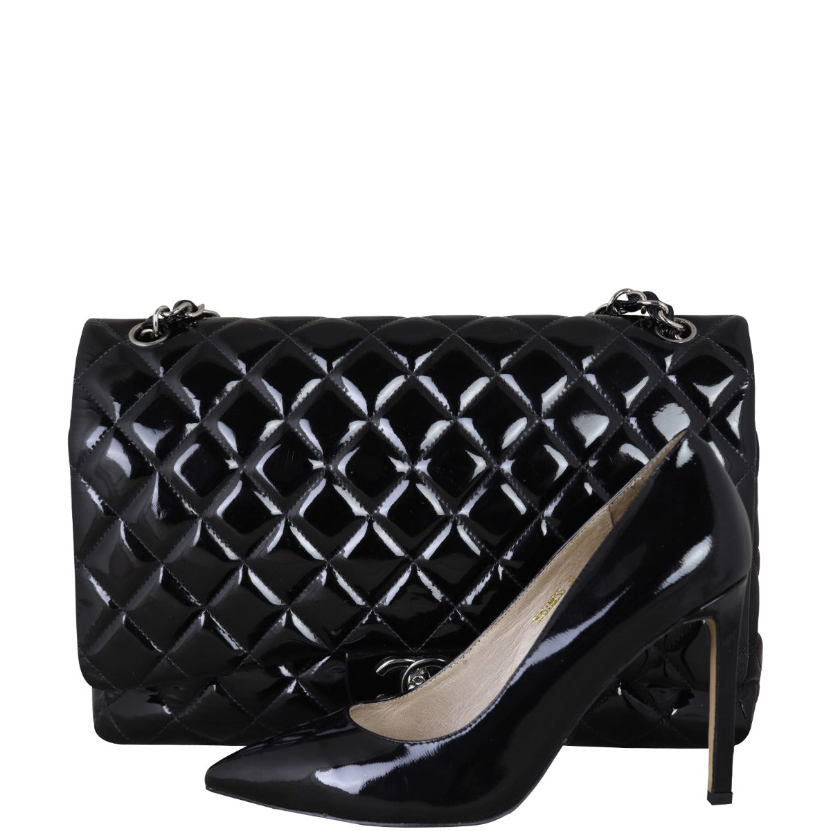 Chanel Classic Double Flap Maxi Patent |  Black Quilted Patent Leather
