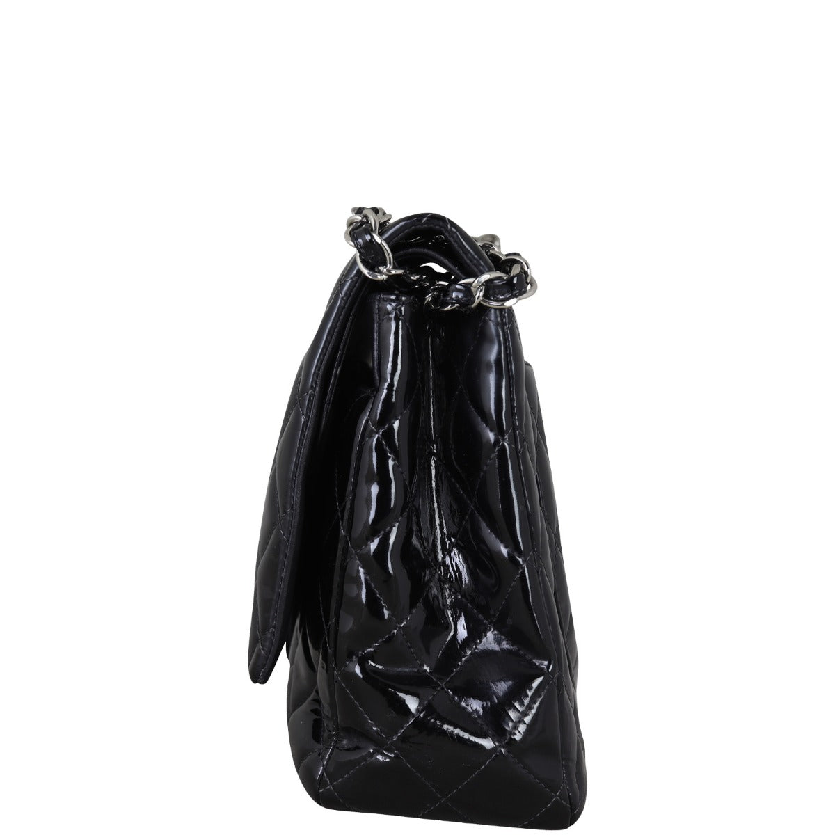 Chanel Classic Double Flap Maxi Patent |  Black Quilted Patent Leather
