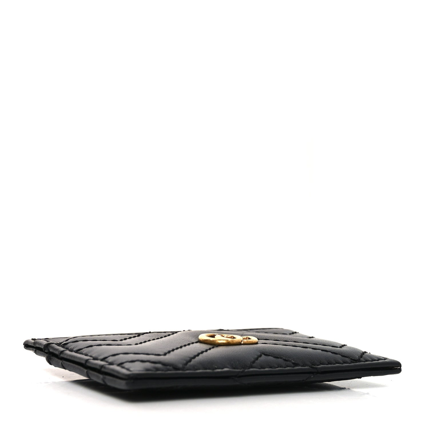 Calfskin Matelasse GG Marmont Card Holder Black