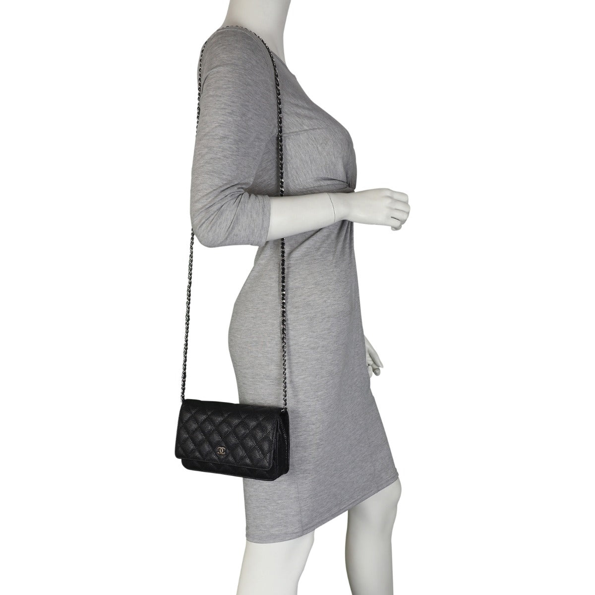 Chanel Classic Wallet on Chain | Caviar Silver Hardware