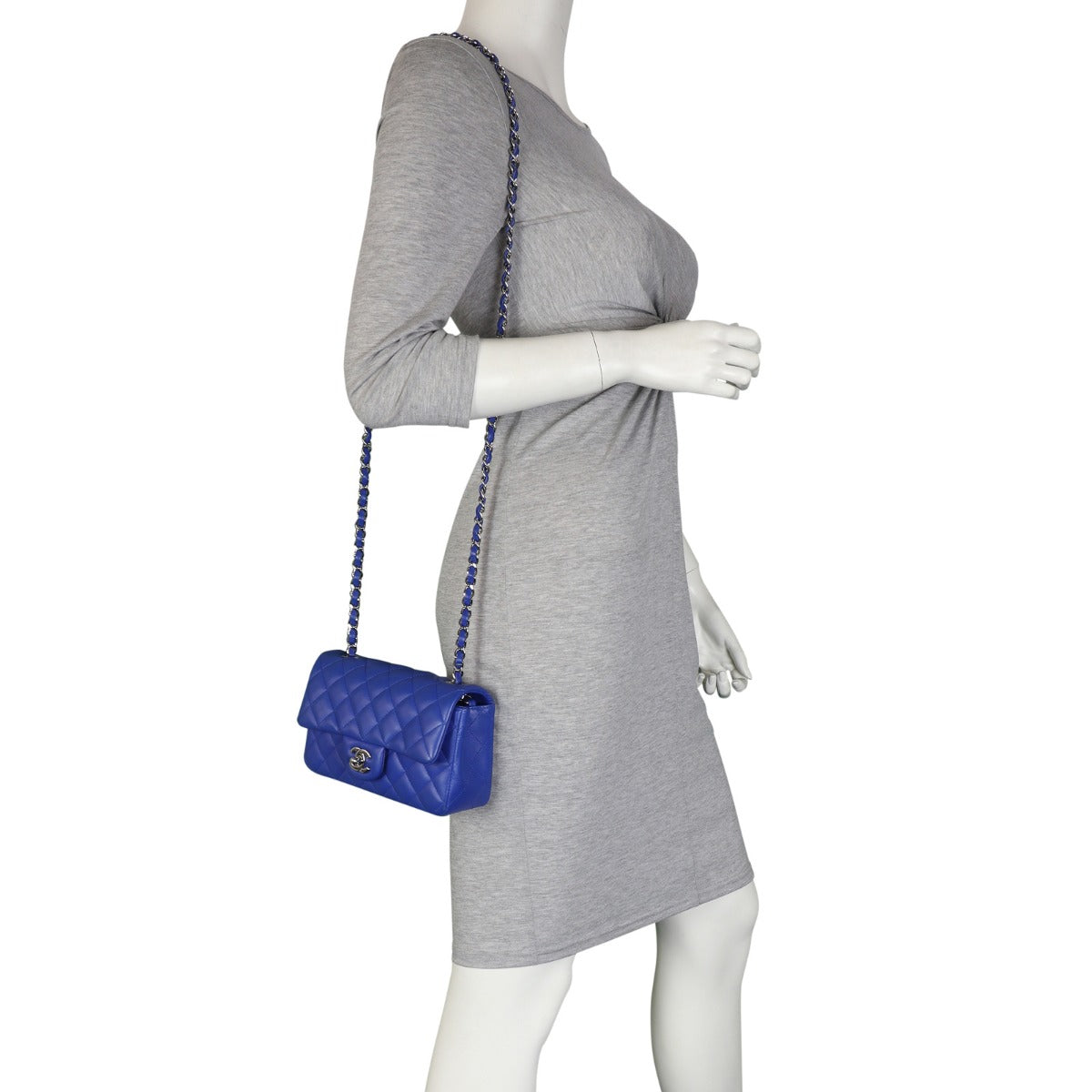 Chanel Classic Flap Mini Rectangular Bag | Blue Lambskin
