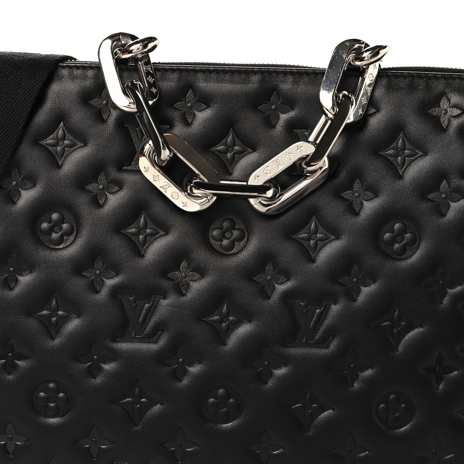 Lambskin Embossed Monogram Coussin MM Black