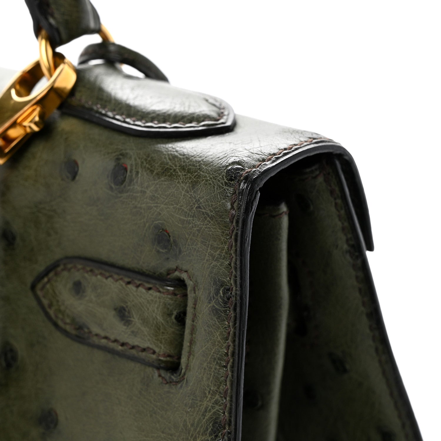 Ostrich Kelly Sellier 32 Vert Olive