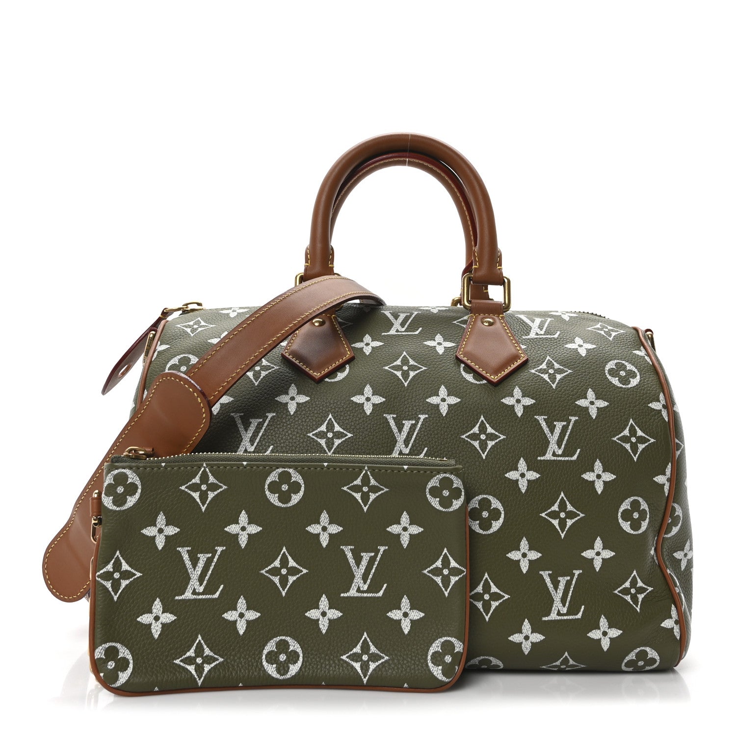 Calfskin Monogram Speedy P9 Bandouliere 30 Green Sancha