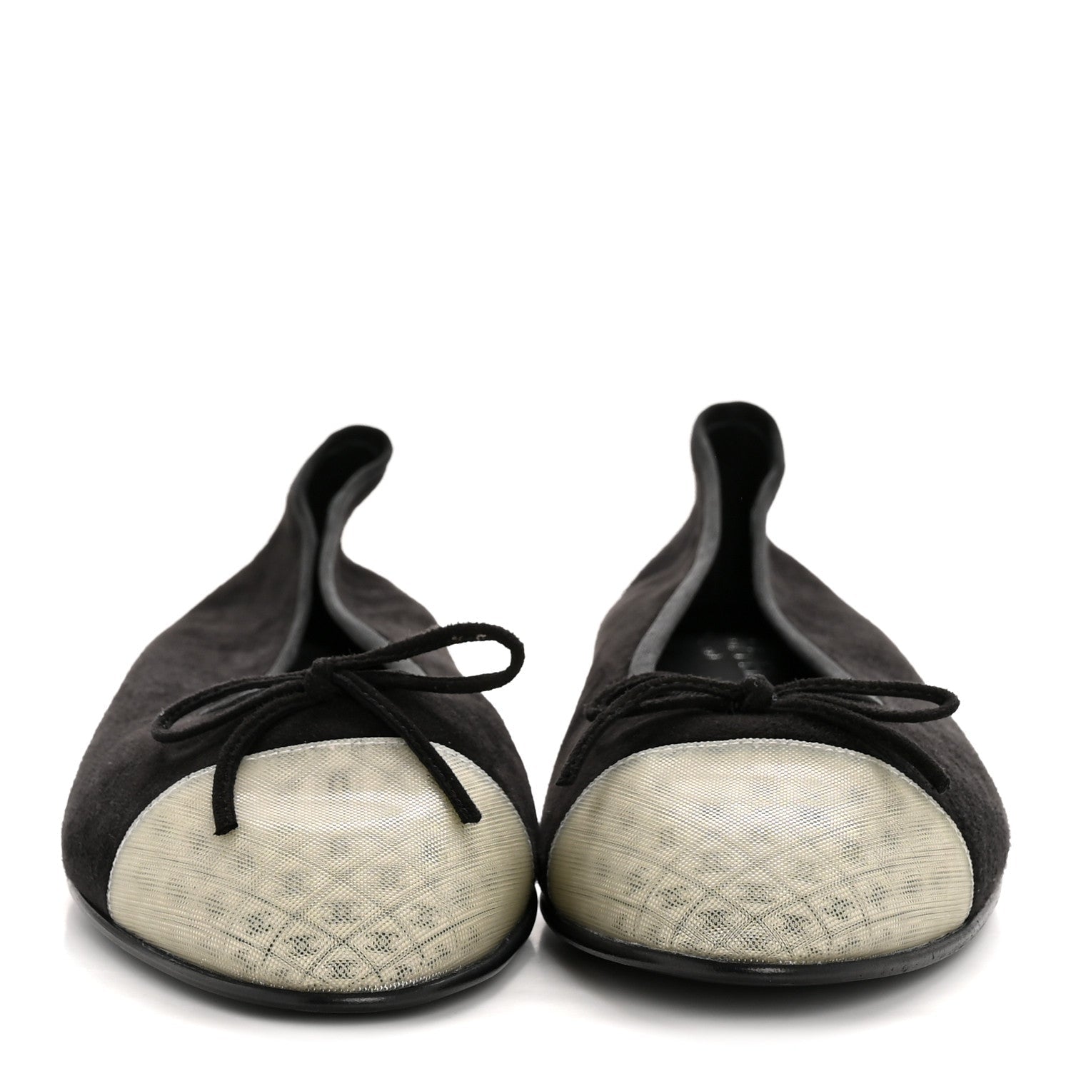 Kid Suede Hologram Cap Toe CC Ballerina Flats 40 Black White