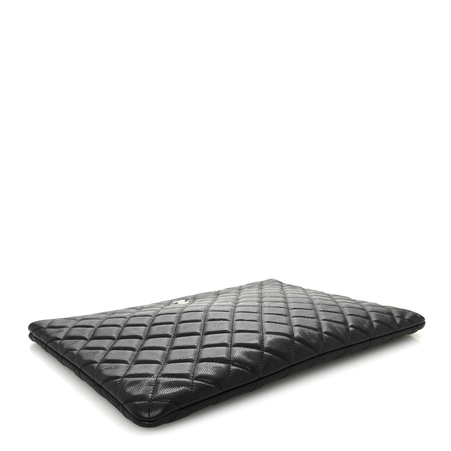 Caviar Quilted Large Cosmetic Case Black