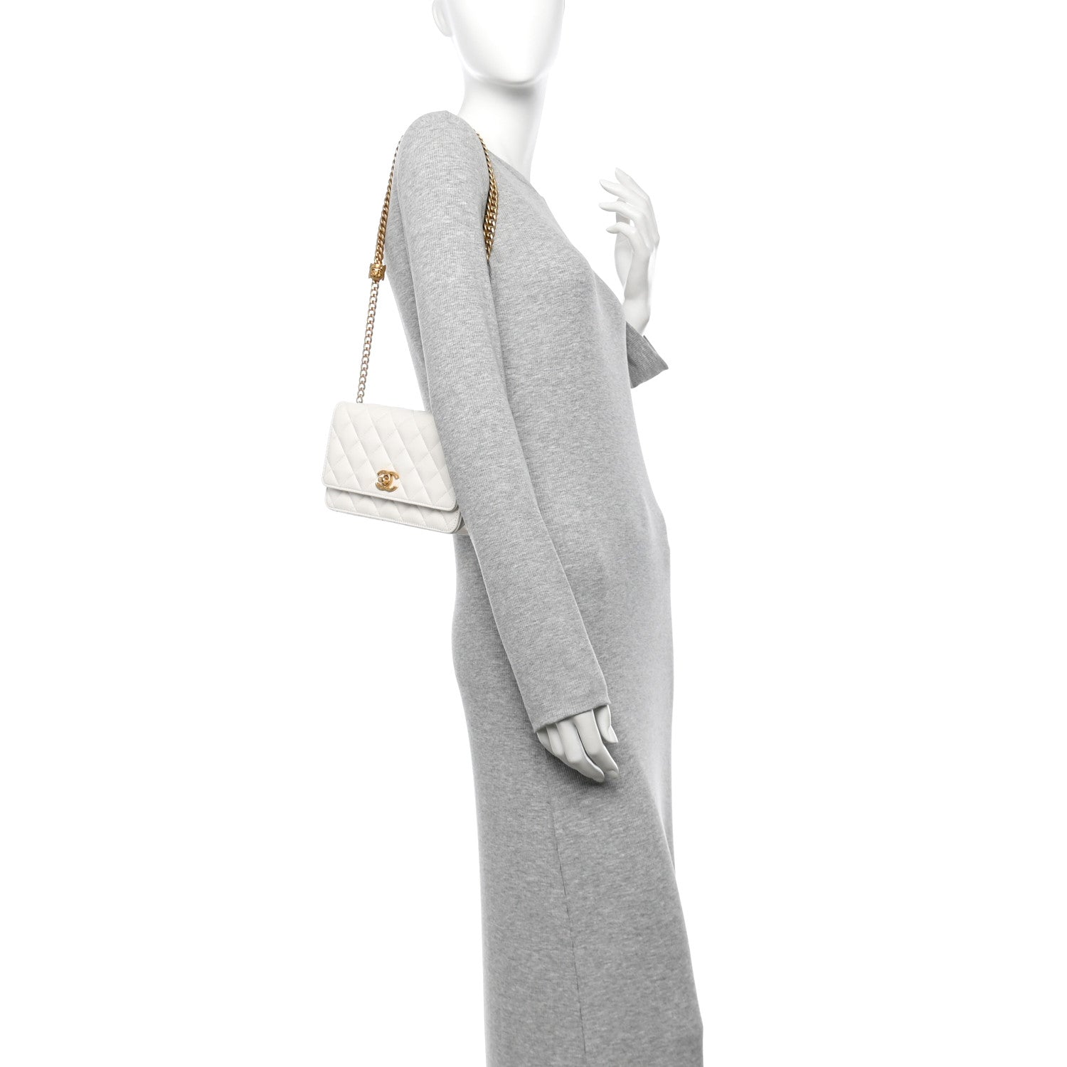 Lambskin Quilted Pillow Crush Wallet On Chain WOC White