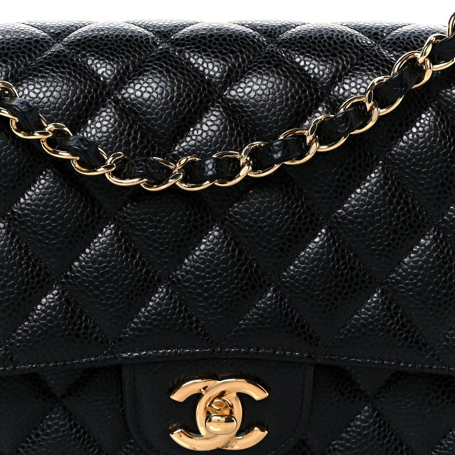 Caviar Quilted Medium Double Flap Black