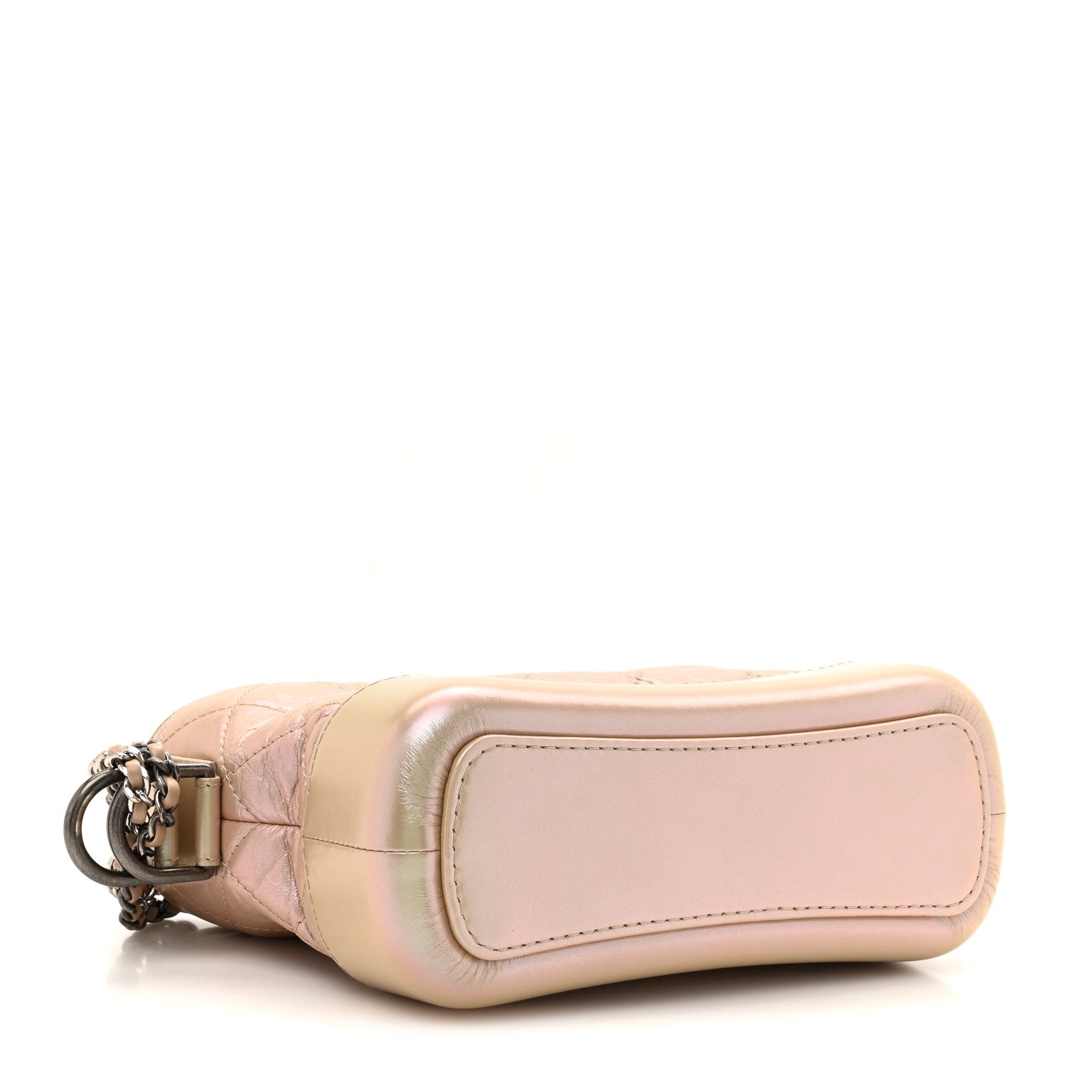 Iridescent Aged Calfskin Quilted Small Gabrielle Hobo Light Pink