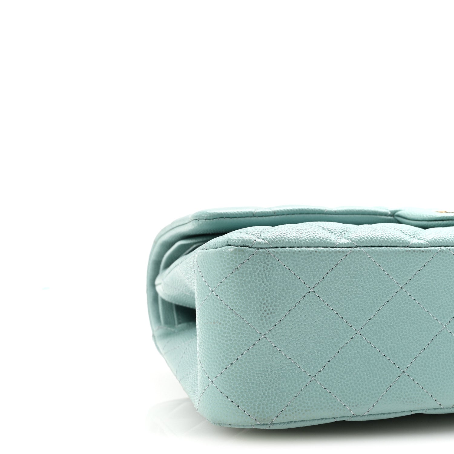 Caviar Quilted Medium Double Flap Light Blue