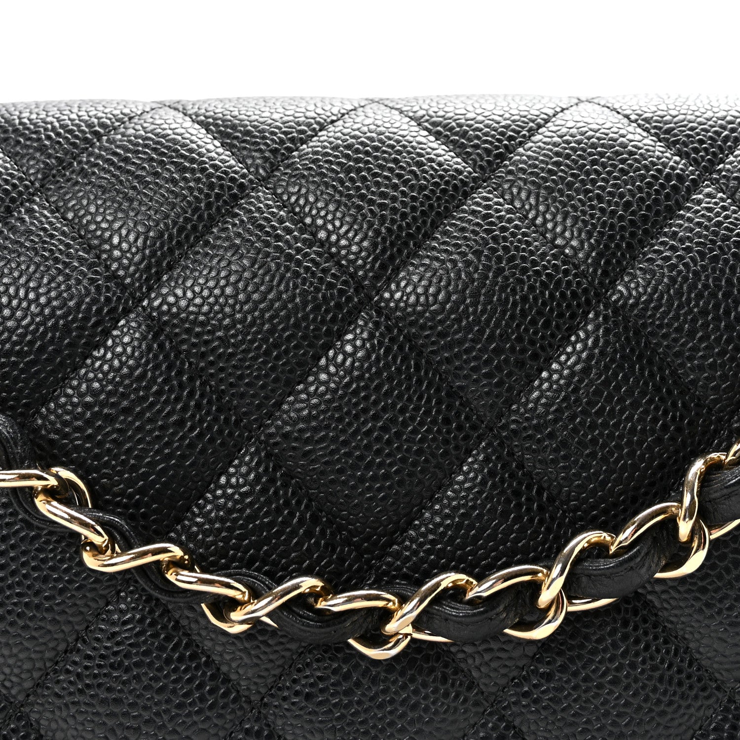 Caviar Quilted Jumbo Double Flap Black