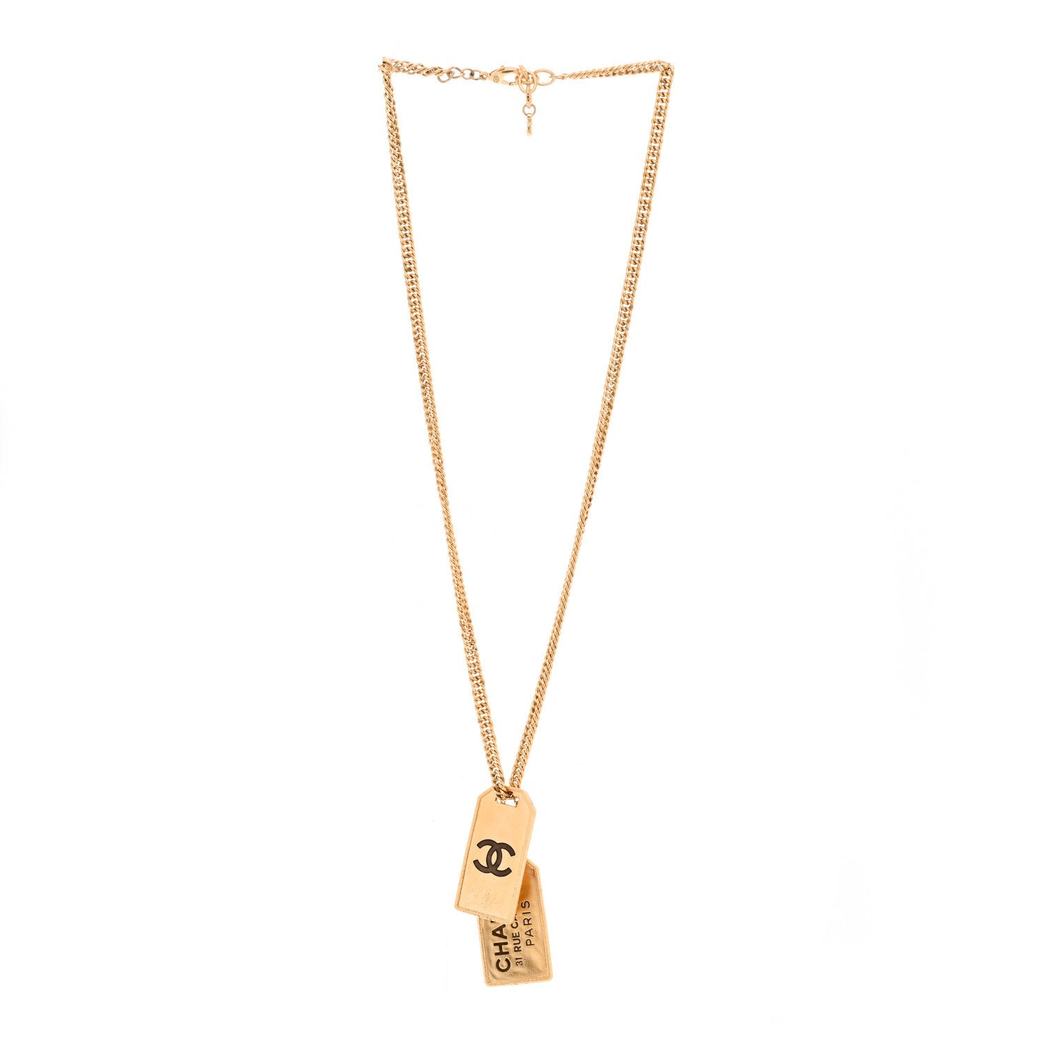 ID Dog Tag Charm Necklace Gold