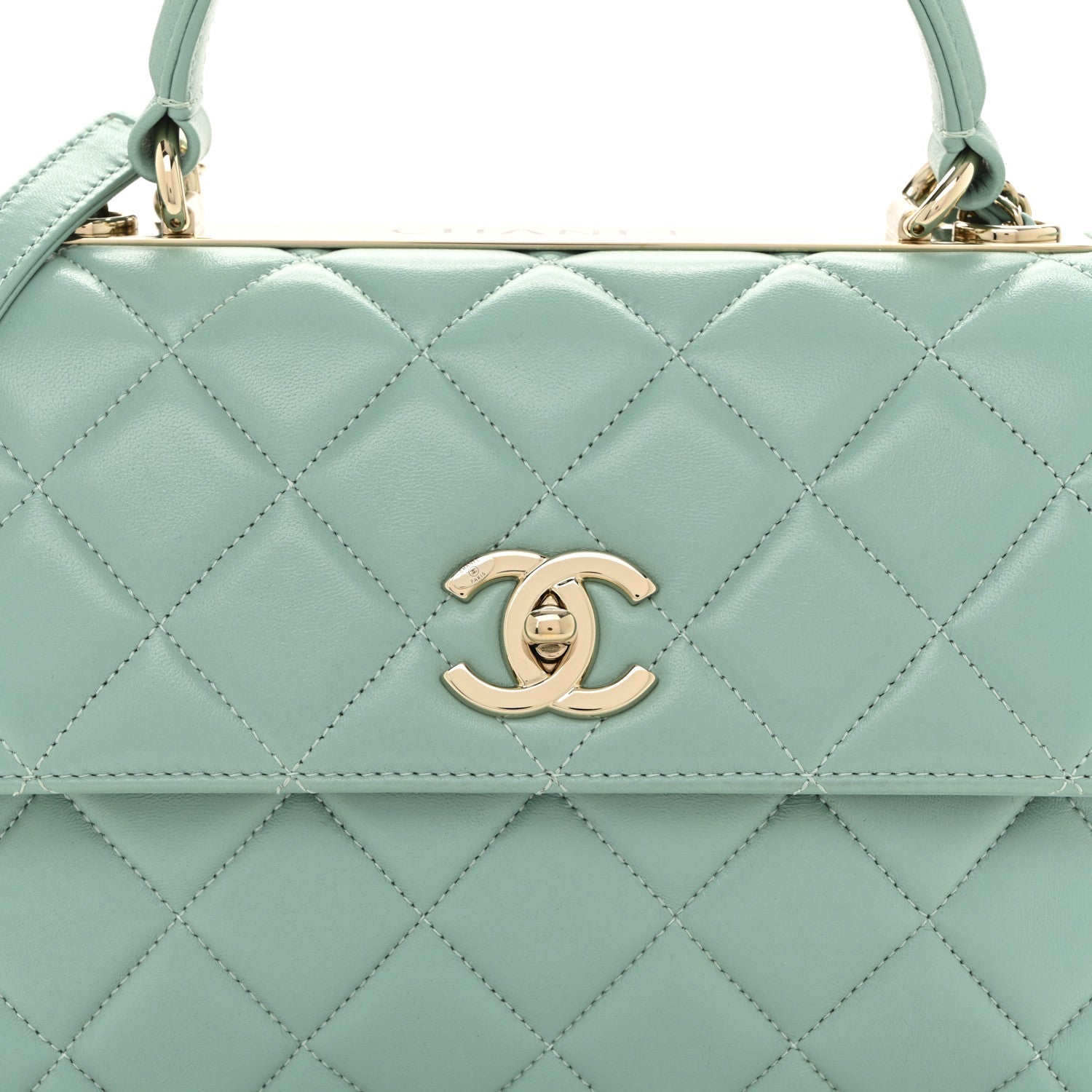 Lambskin Quilted Small Trendy CC Flap Dual Handle Bag Turquoise