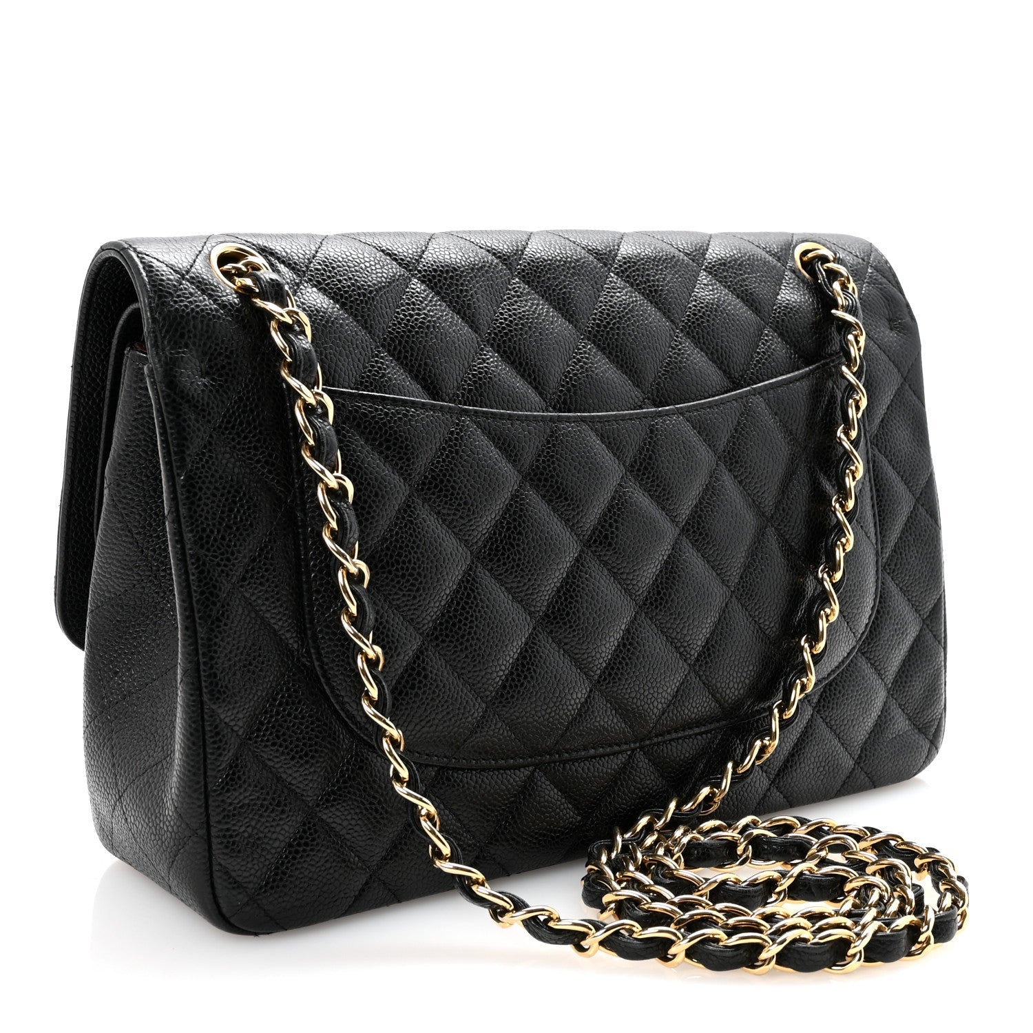 Caviar Quilted Jumbo Double Flap Black