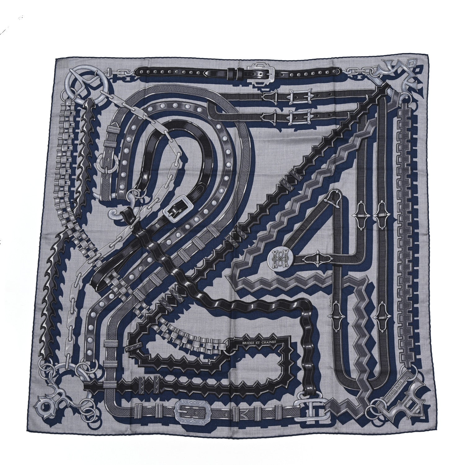Cashmere Silk Brides Et Chaines Scarf 100 Gris Clair Gris Fonce Bleu Marine