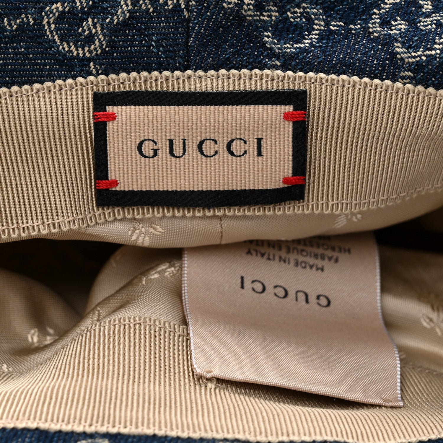 Washed Jacquard Denim Nappa GG Monogram Oscar Bucket Hat L Denim Cuir