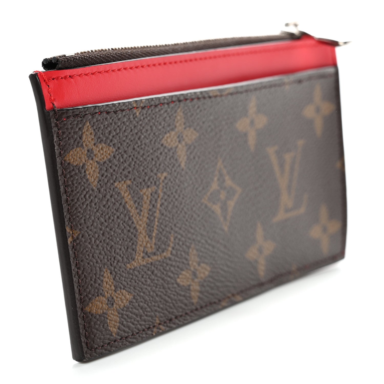Monogram Calfskin Coin Card Holder Red