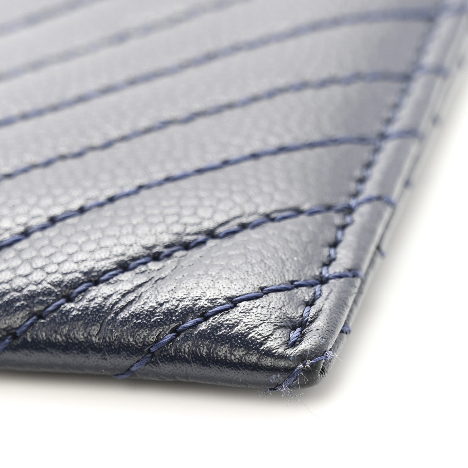 Caviar Chevron Quilted Card Holder Navy Blue