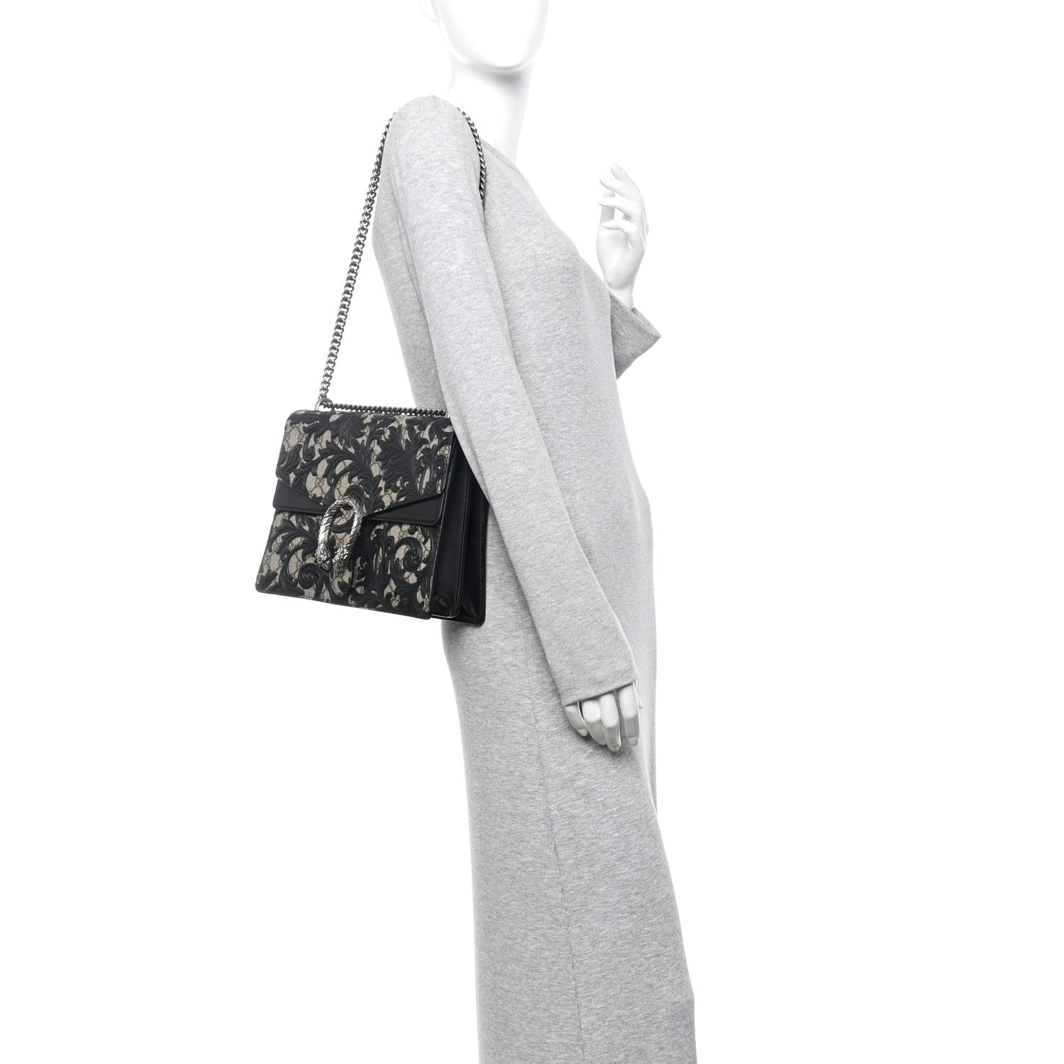 GG Supreme Monogram Arabesque Medium Dionysus Shoulder Bag Black