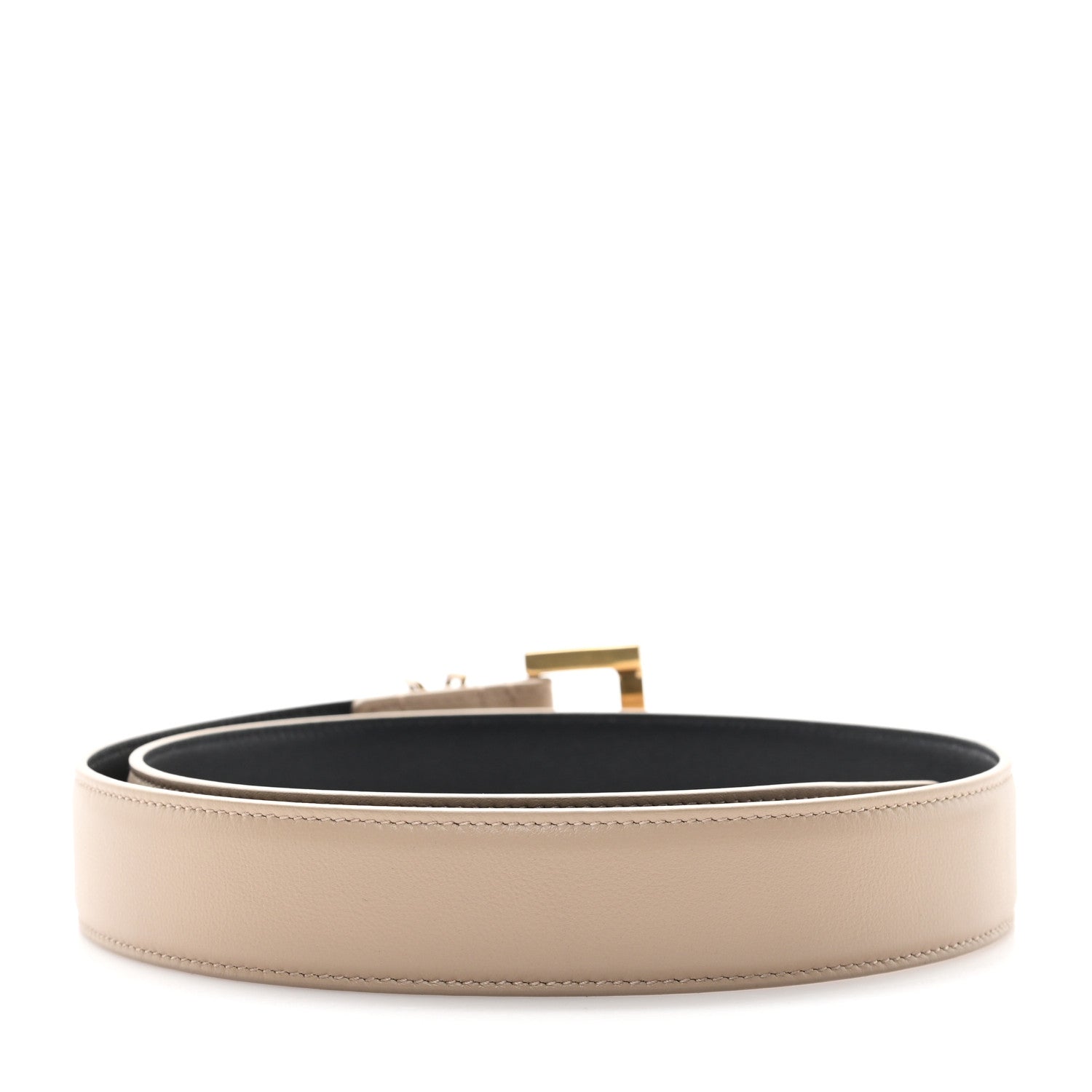 Smooth Calfskin Monogram Square Buckle Belt 75 30 Dark Beige