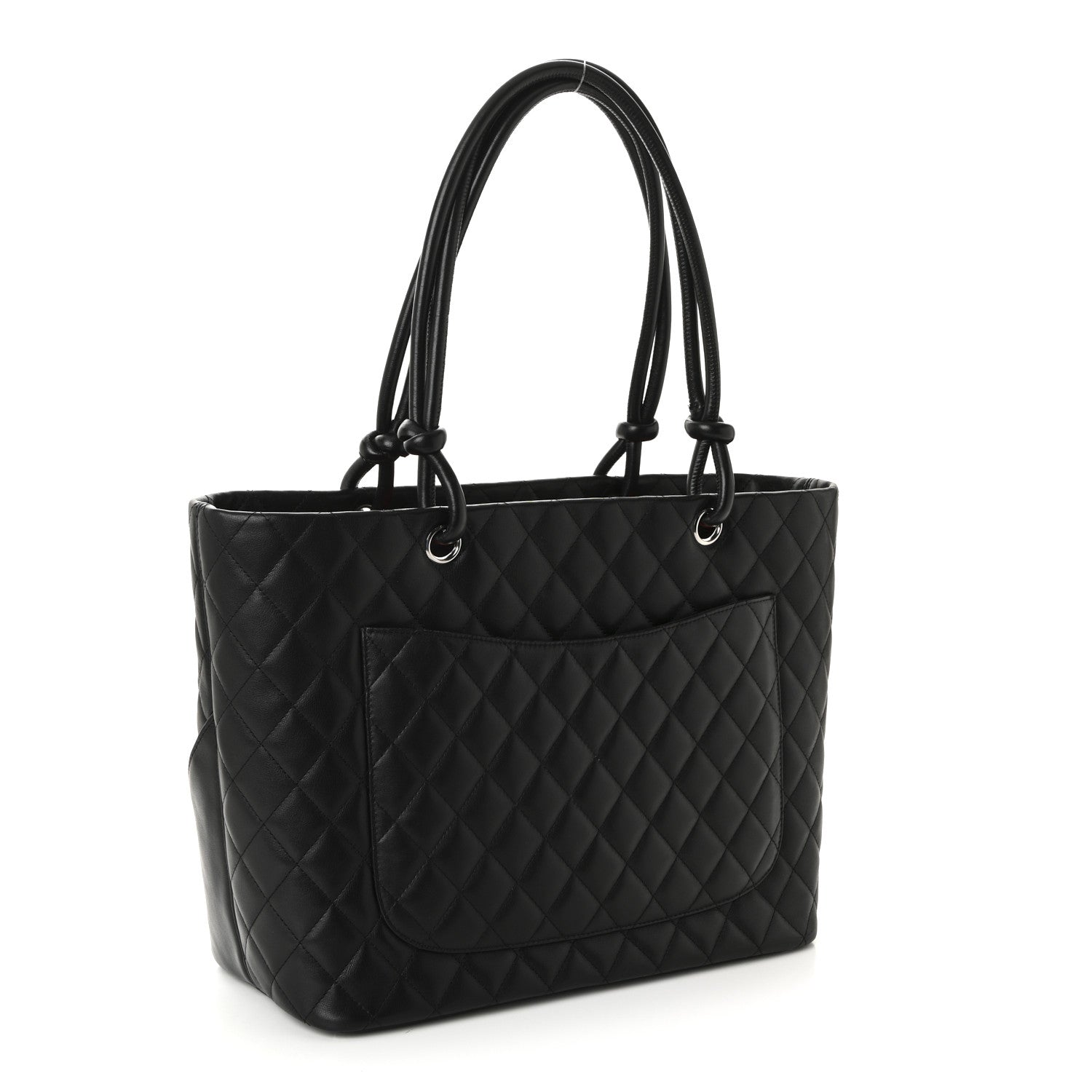 Calfskin Quilted Large Cambon Tote Black