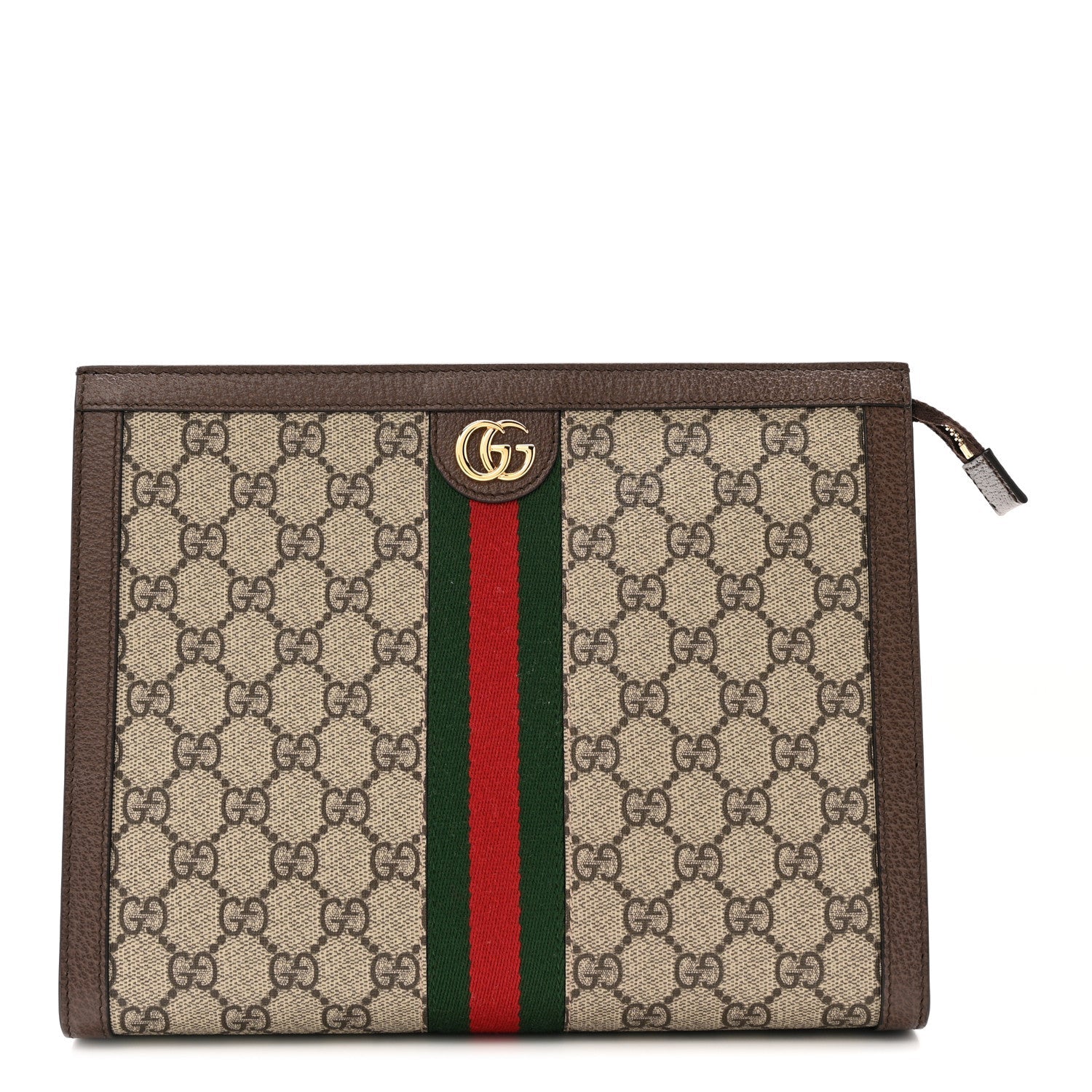 GG Supreme Monogram Web Ophidia Pouch Brown