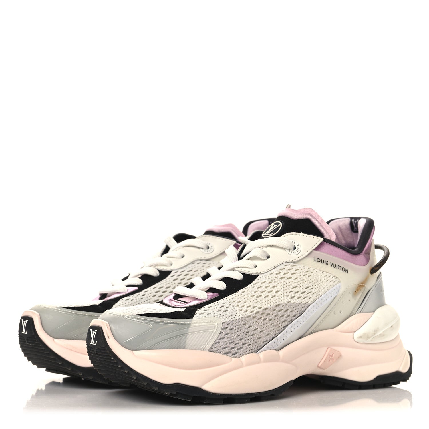Mix Materials Suede Calfskin Run 55 Sneakers 39 Pink