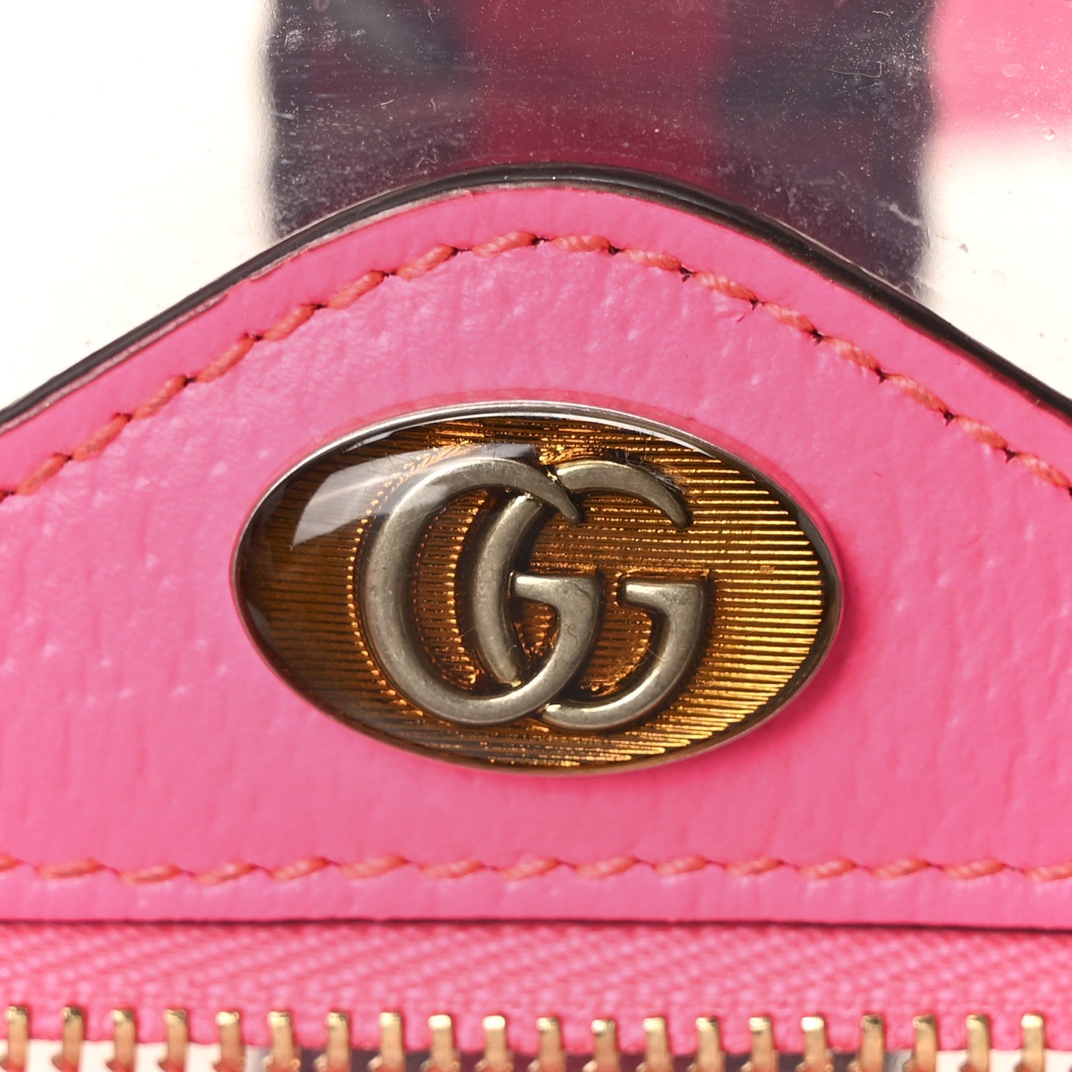Vinyl Web Mini Ophidia Transparent Shoulder Bag Fluorescent Fuchsia