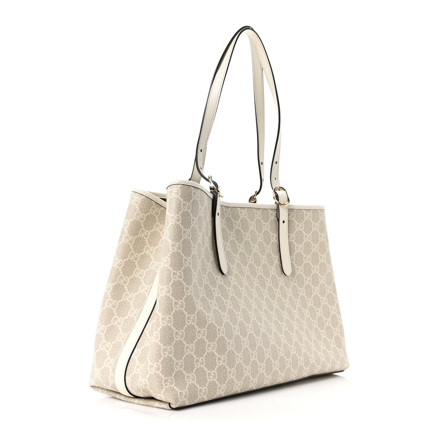 GG Supreme Monogram Emblem Large Tote Bag  Mystic White Oatmeal