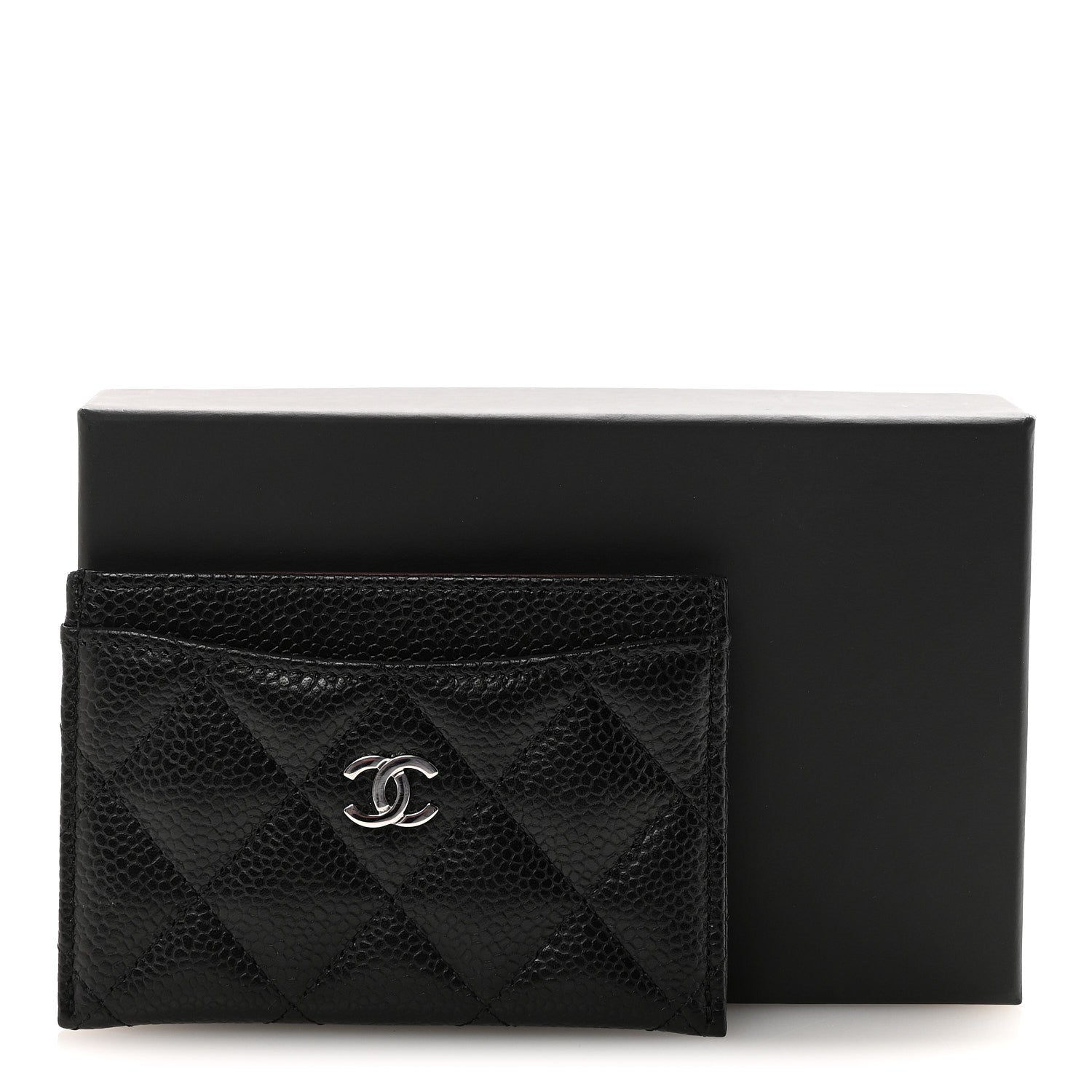 Caviar Quilted Card Holder Black