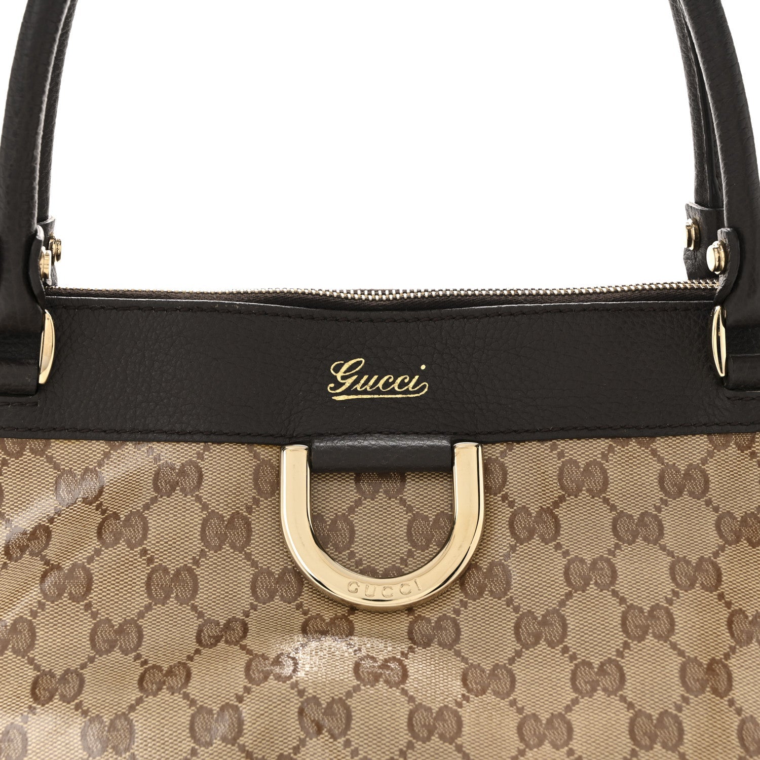 Crystal Monogram D Ring Tote Dark Brown
