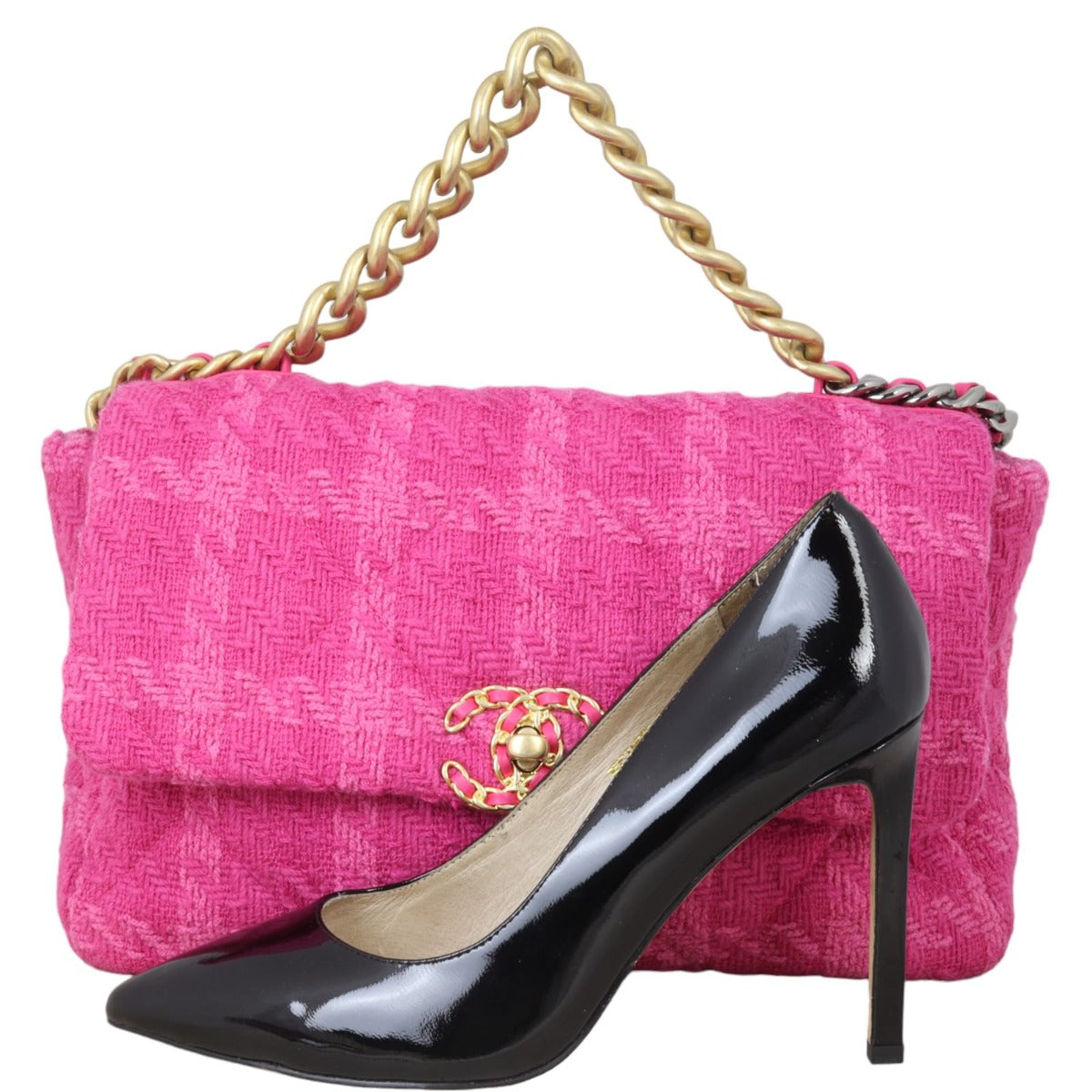 Chanel 19 Tweed Flap Bag Large