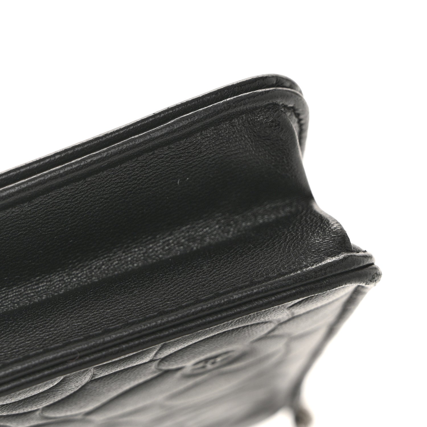 Lambskin Camellia Embossed Wallet on Chain WOC