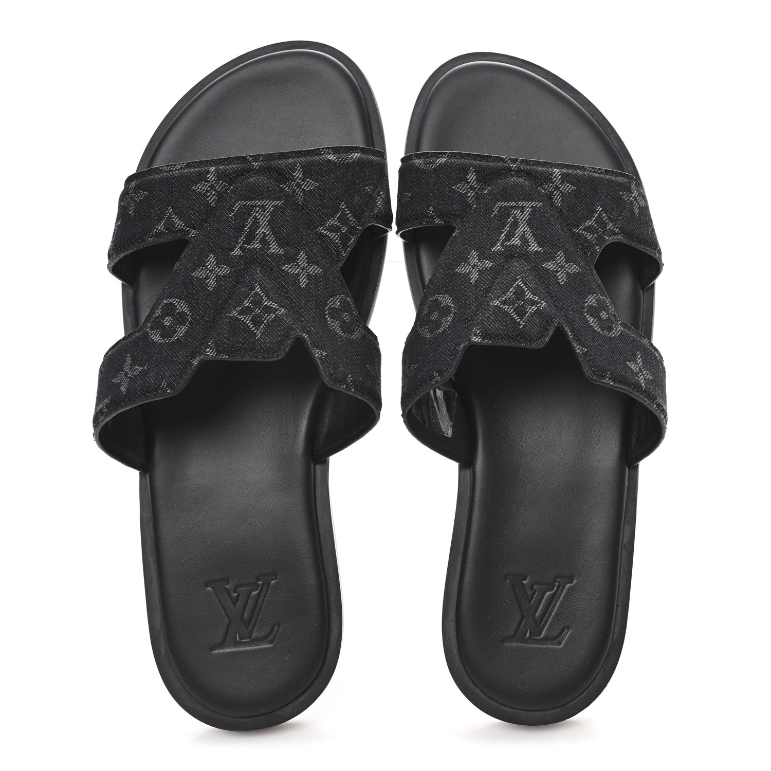 Monogram Denim Mens LV Oasis Mules 8.5 Black